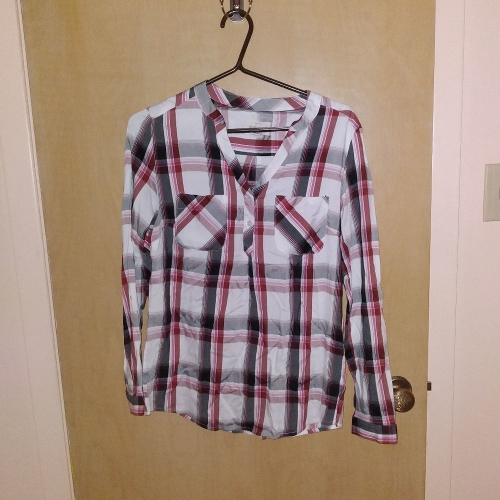 🌷2/18$🌷Original Weatherproof Vintage Pink & White Plaid Shirt